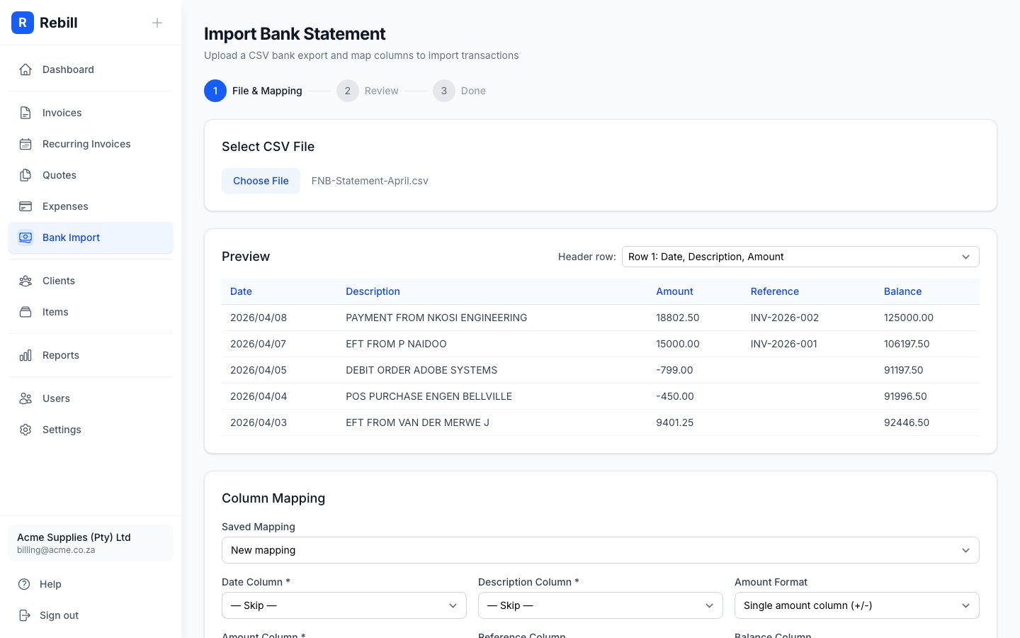 bank import review