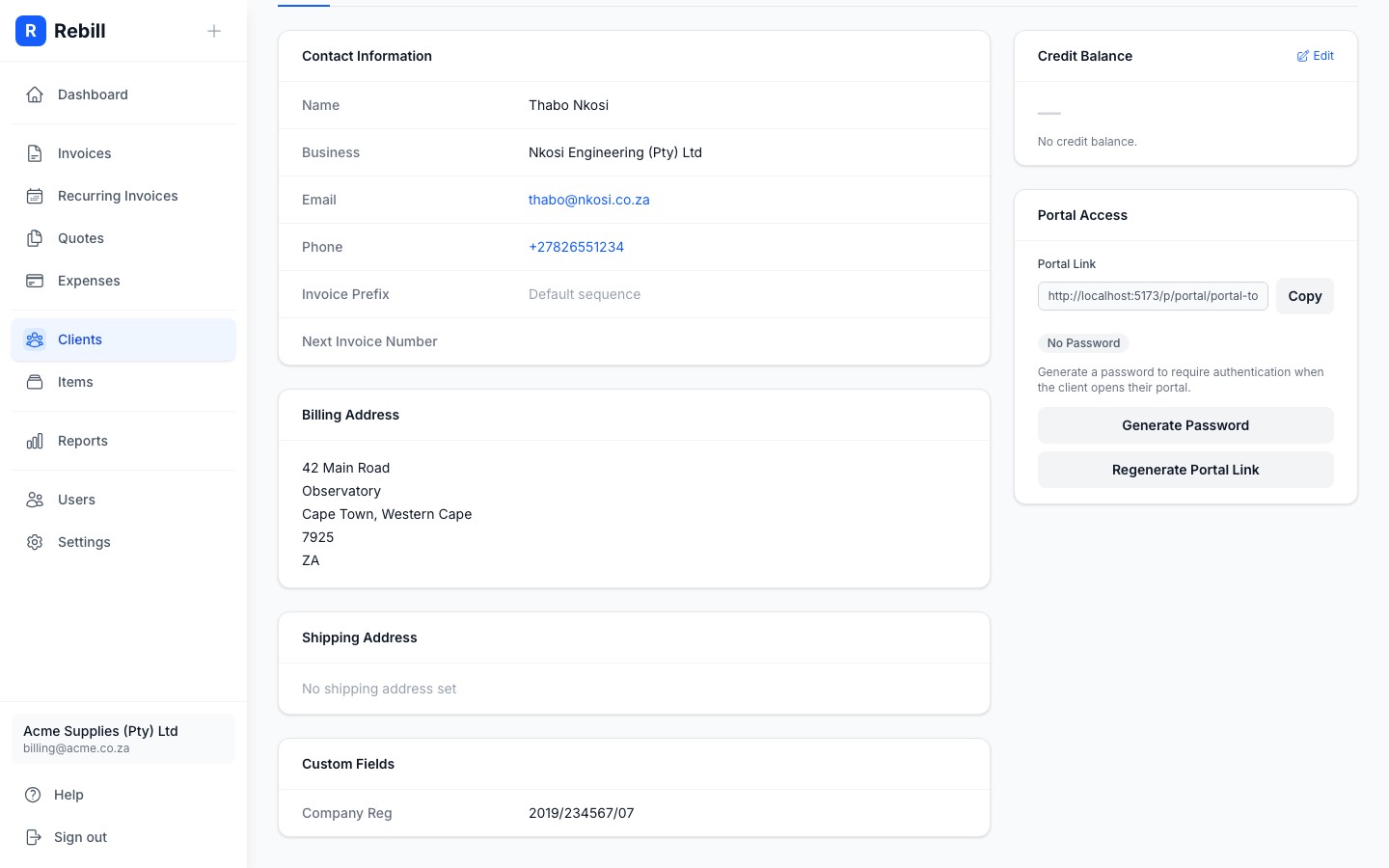 client custom fields