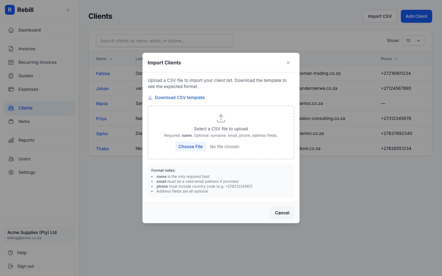 clients import download template