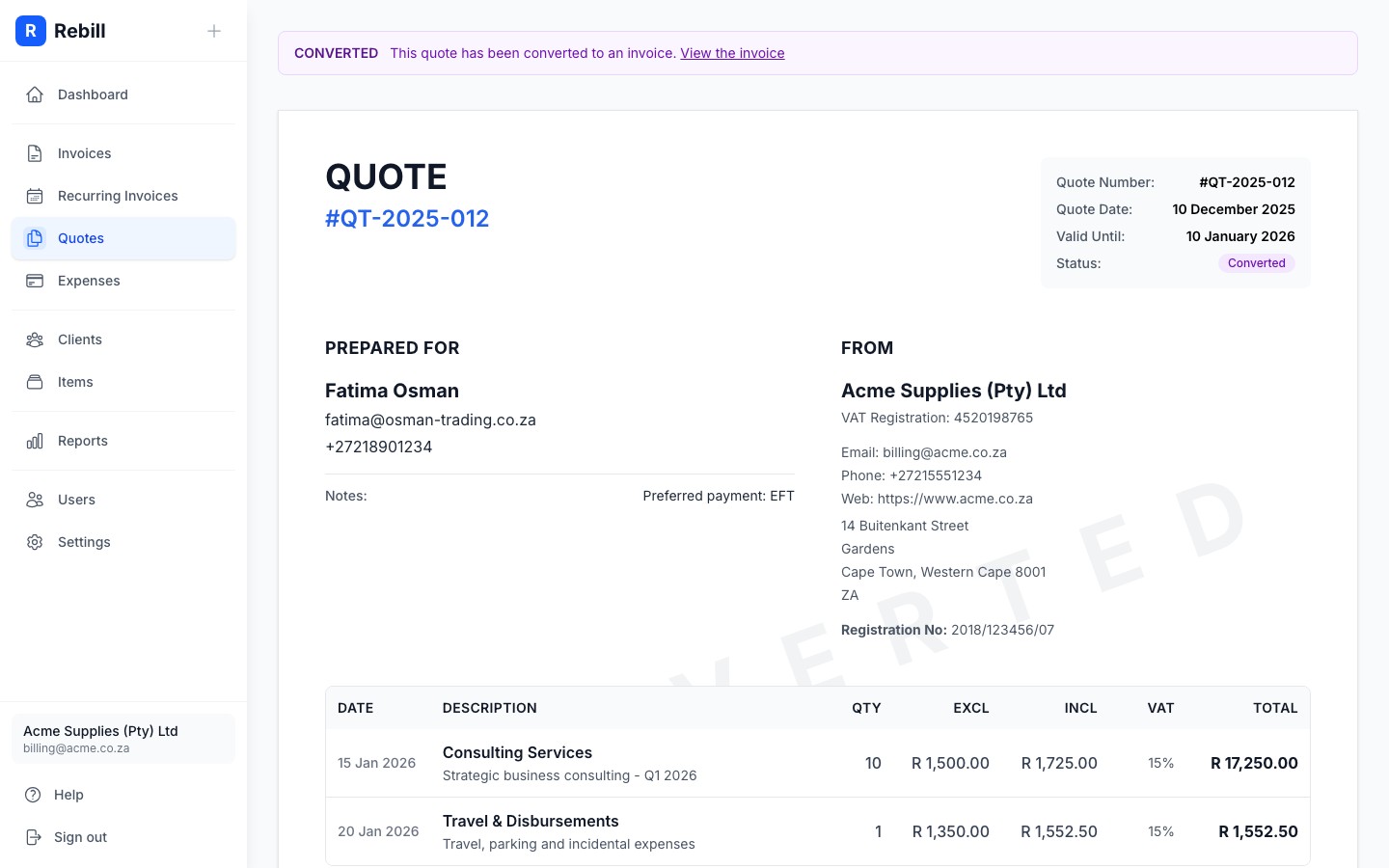 quote converted banner