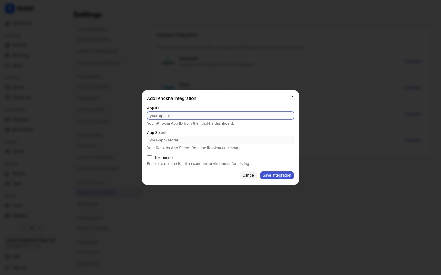 settings ikhokha config